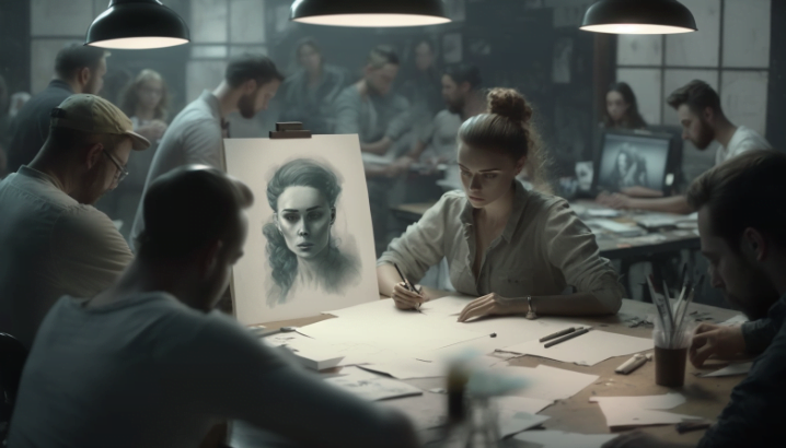 Woman doing workshop with her colleagues