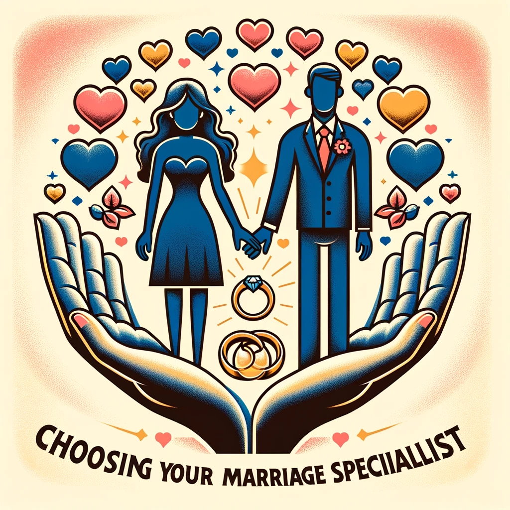 DALL·E 2024-05-27 14.23.19 – An image representing choosing your marriage specialist, without faces, designed to be appealing to couples. The image should avoid same-sex couples a